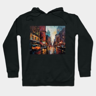 Rainy city oil painting Hoodie